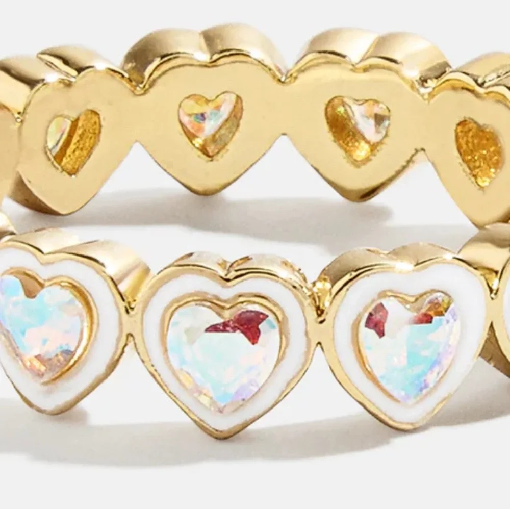 18K gold plated heart ring with aurore boreale Swarovski crystals size 7 BNIB